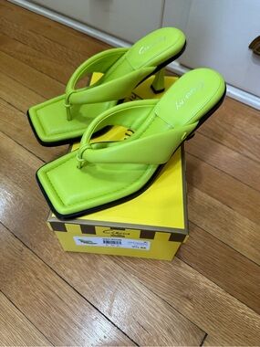 Circus by Sam Edelman Neon Lime Square-Toe Thong Heels